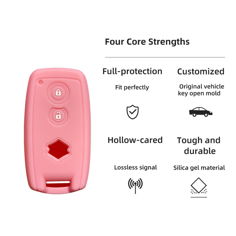 Otmik Silicone Car Key Cover Case Fit For Suzuki Grand Vitara Swift Sx4 S-Cross Xl-7 Kuyucha Sch4 Key Shell Accessories (Pink)