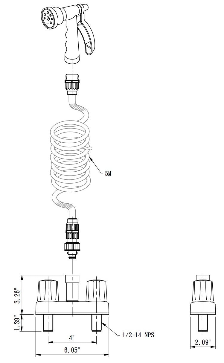Dura Faucet Df-Sa186-Wt Rv Exterior Quick Connect Detachable Spray Faucet With 7-Option Nozzle (White/Blue)