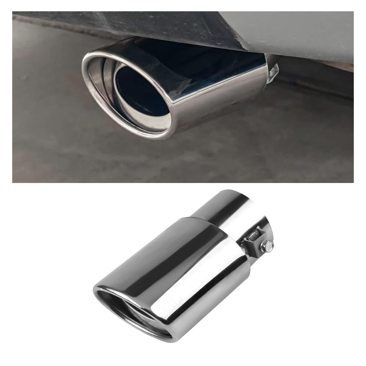 Stainless Steel Car Exhaust Tip, 2.5'' To 3.3'' Adjustable Chrome-Plated Finish Exhaust Tailpipe, Car Exhaust Pipe Modification