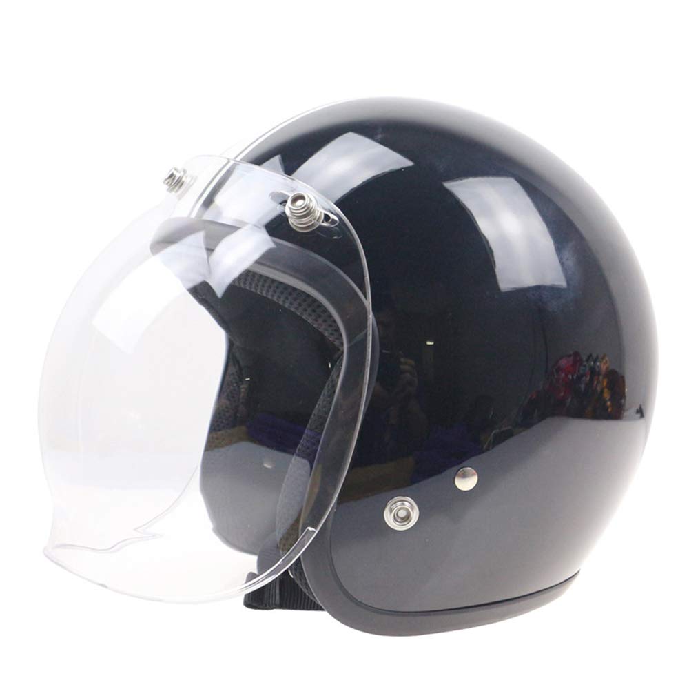 Wancar Retro Motorcycle Bubble Visor Wind Shield Lens Universal For Standard 3-Snap Open Face Helmets(Clear)