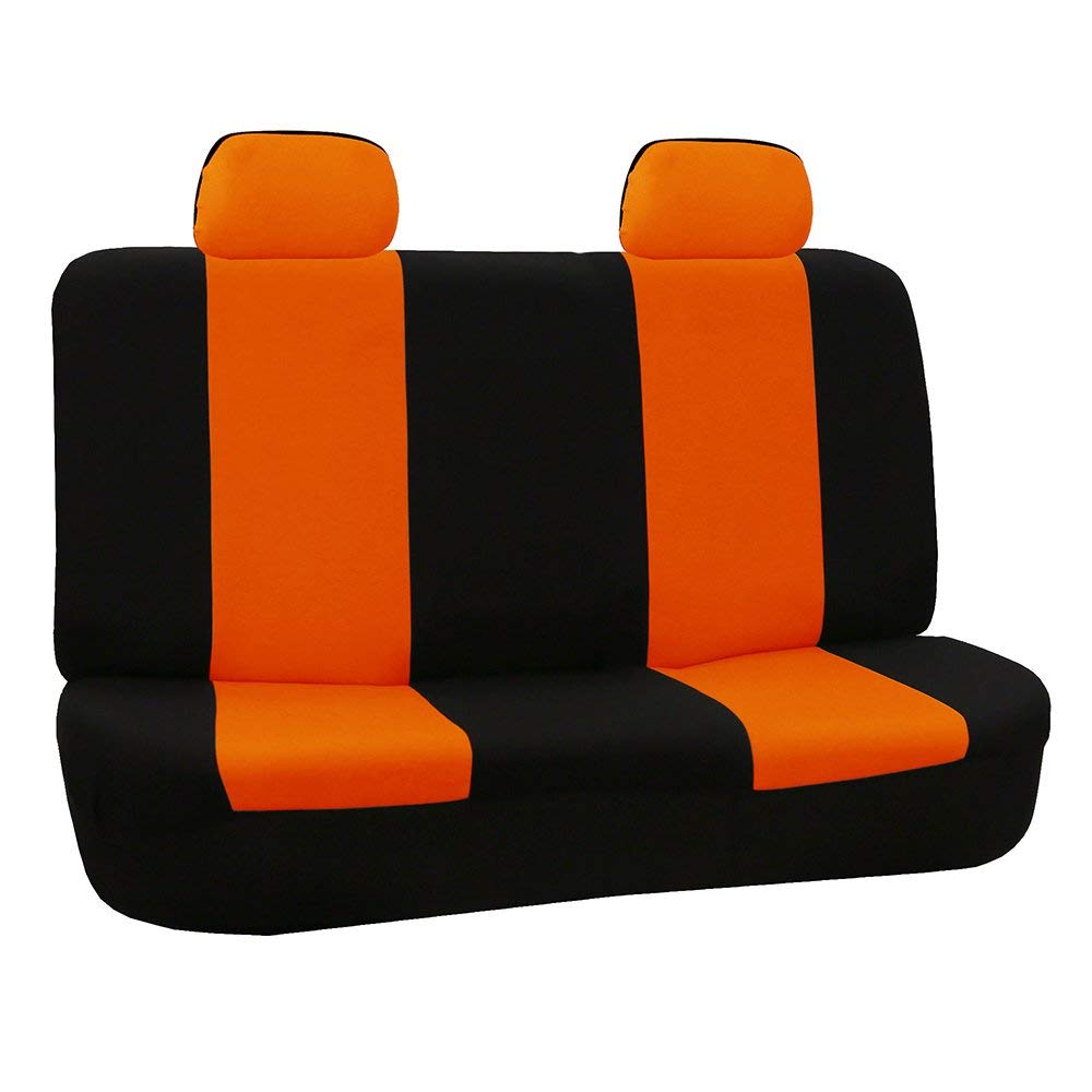 Fh Group Fb050012 Flat Cloth Seat Covers (Orange) Rear Set – Universal Fit For Cars Trucks & Suvs