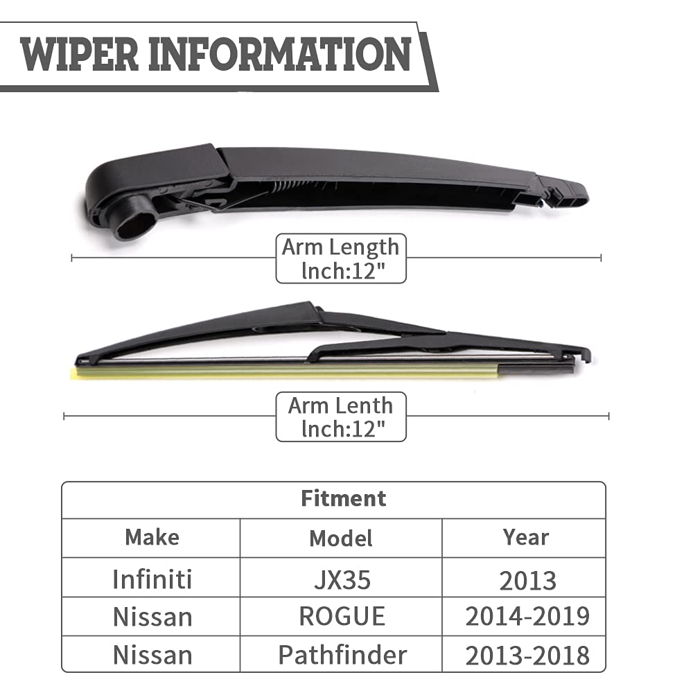 Hodee Rear Wiper Arm Blade Nut Set Replacement For Nissan Pathfinder 2013-2019 Rogue 2014-2020,Select,Sport,Rear Wiper Cover Acc