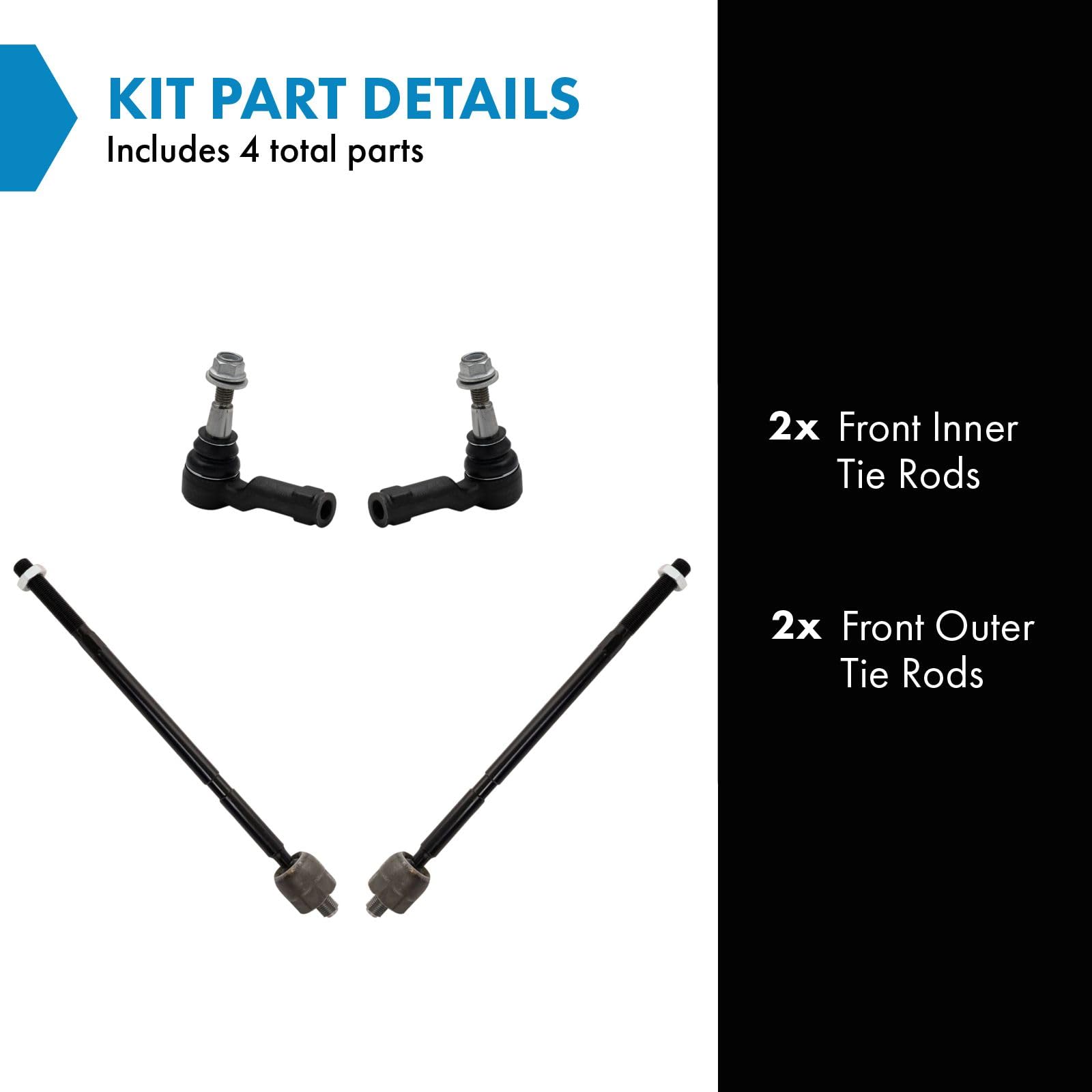 Trq Front Inner And Outer Tie Rod Set Compatible With 2009-2013 Land Rover Range Rover Sport