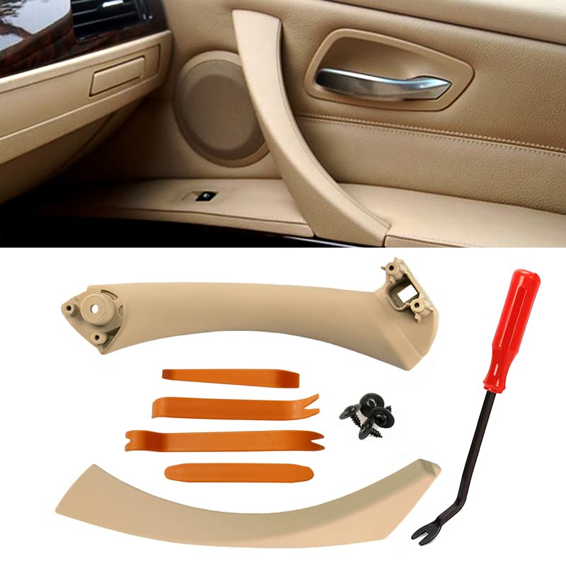 Beige Right Front Side Inner Door Panel Handle And Door Pull Outer Trim Cover Pull Strap Replacement For Bmw E90 E91 3 Series 32