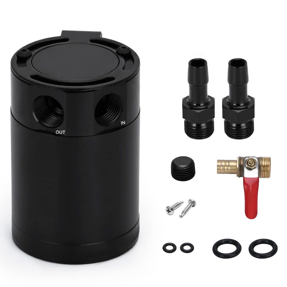 Pqy Oil Catch Can Baffled 2 Port Oil Catch Tank Kit With Drain Valve Universal Air Oil Separator