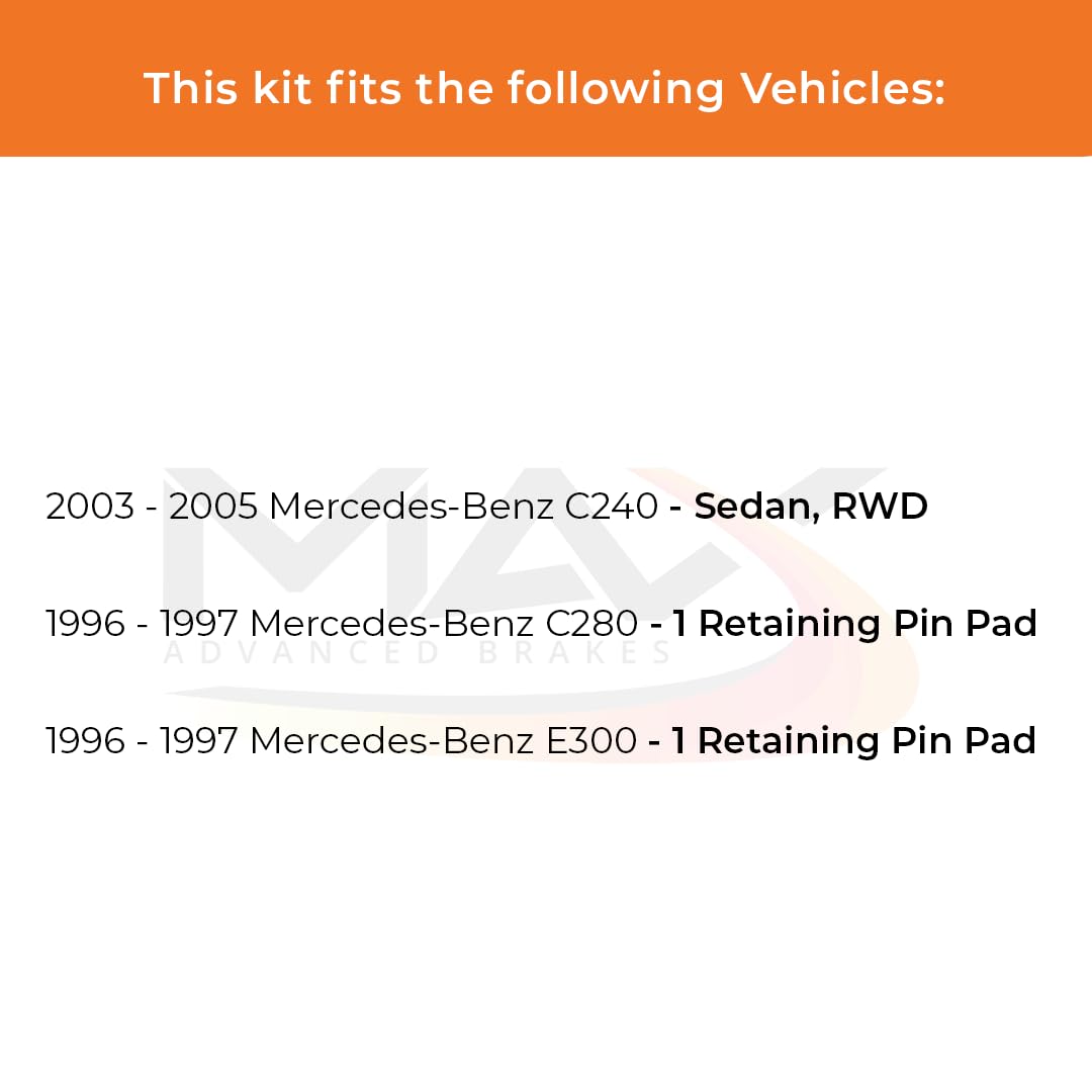 Max Advanced Brakes Rear Brake Kit Compatible With 2004-08 Chrysler Crossfire Compatible With Mercedes-Benz C230 C240 Replacemen