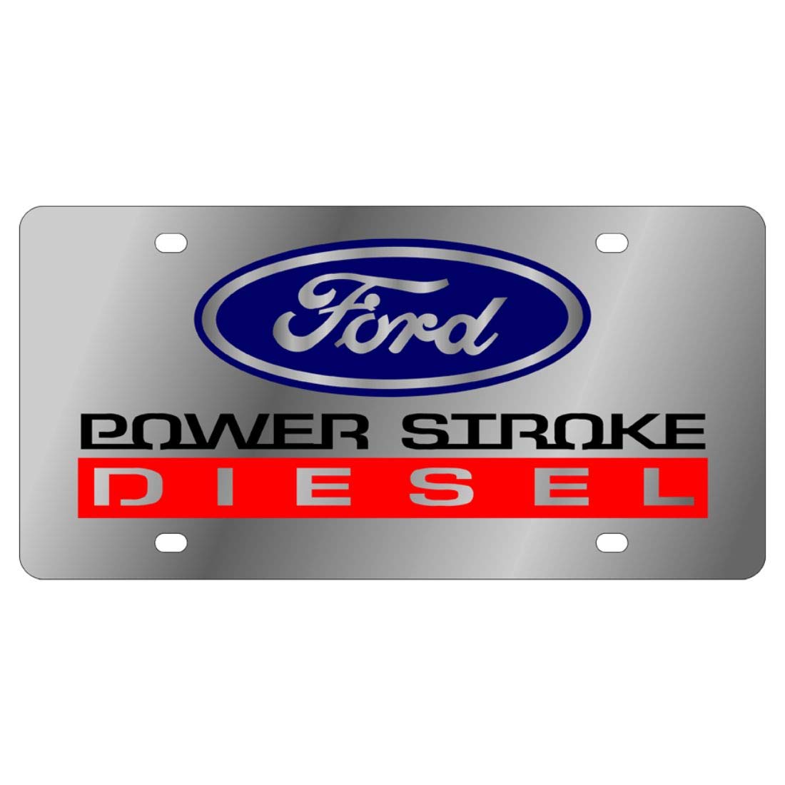 Eurosport Daytona- Compatible With - Ford Power Stroke Diesel Stainless Steel License Plate
