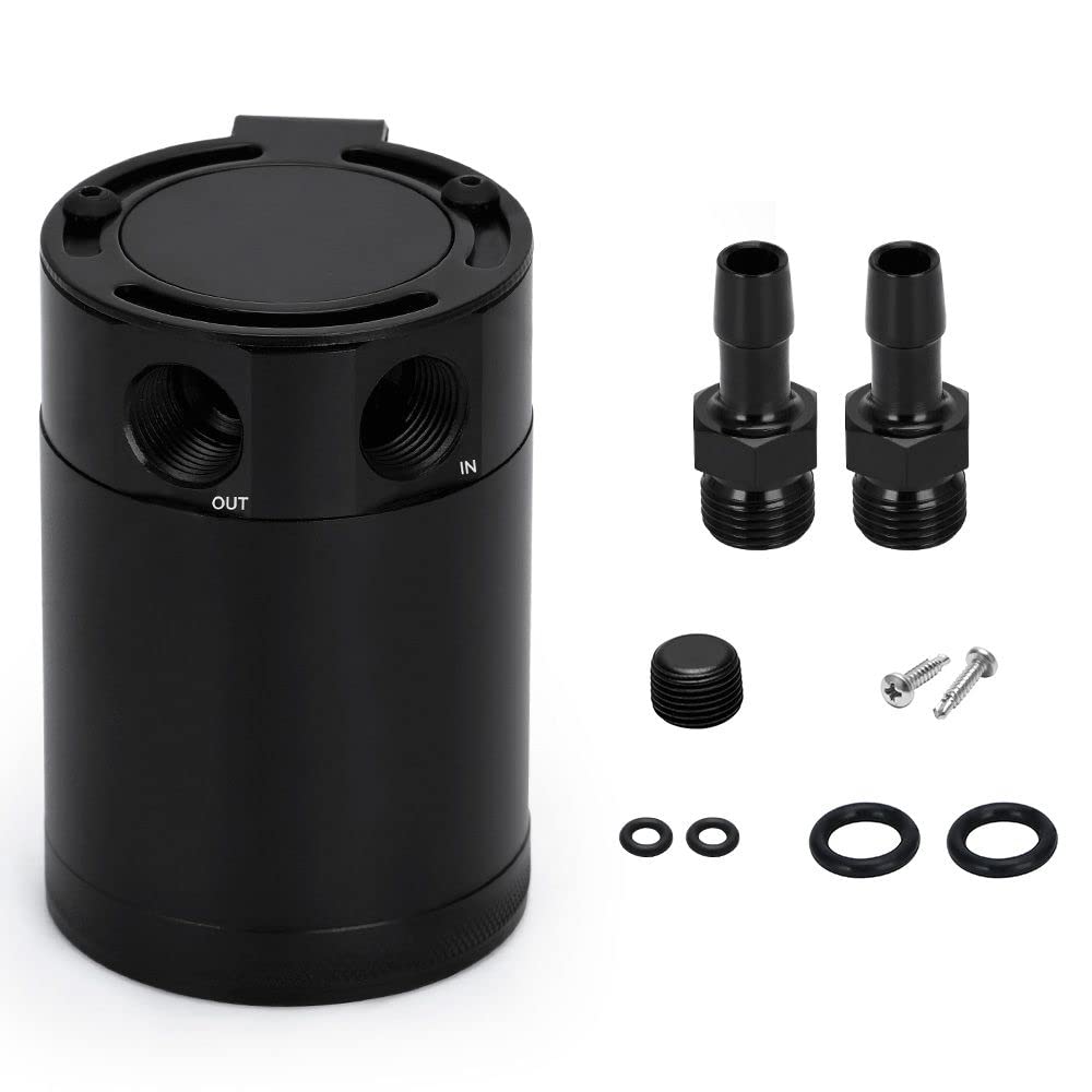 PQY Baffled Oil Catch Can Kit Universal 2 Port Aluminum Oil Separator Reservoir Tank