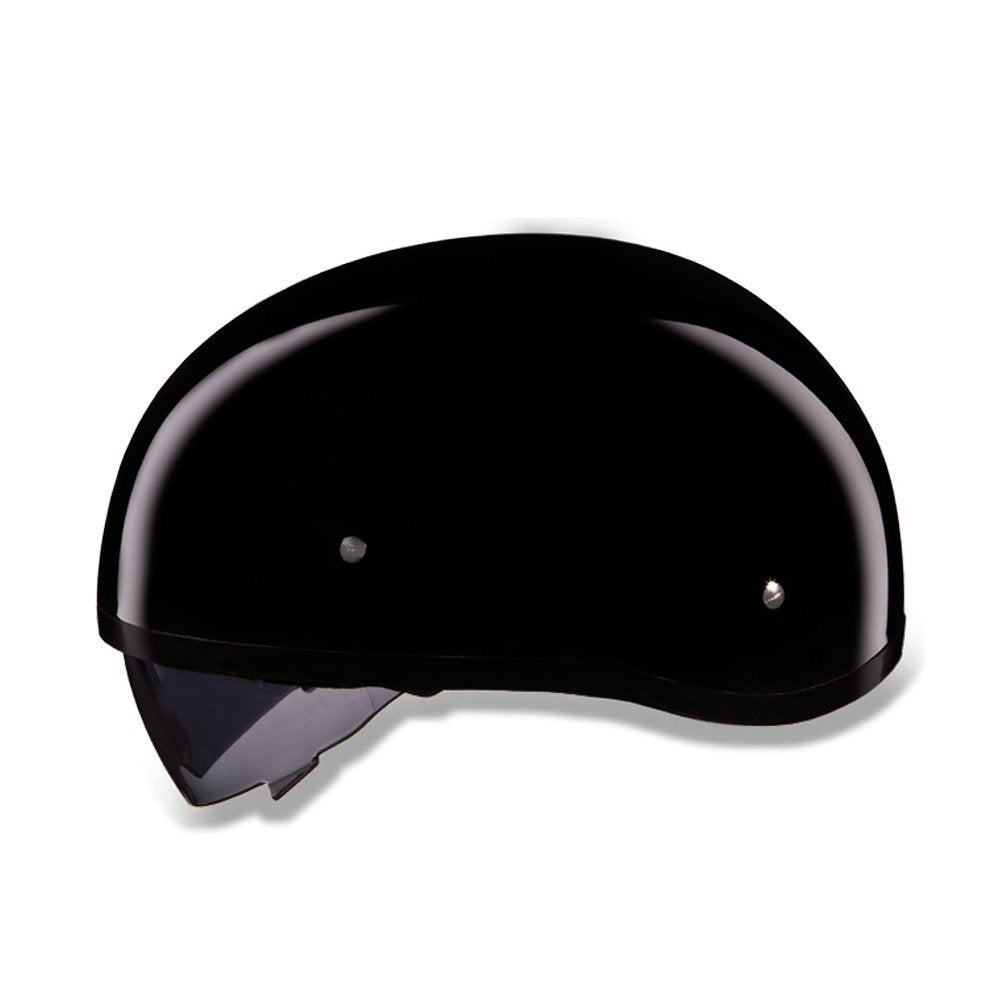 Daytona Helmets Half Skull Cap Motorcycle Helmet W/ Inner Shield Dot Approved [Hi-Gloss Black] [Xl]