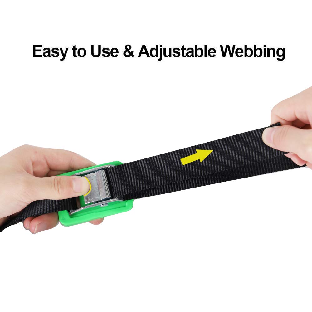 Xstrap Standard Padded Cam Lock Buckle 6Pk 8Ft Powersports Tie-Downs Black Lashing Straps, Come With A Drawstring Bag, For Securing Cargo, Luggage, Kayak