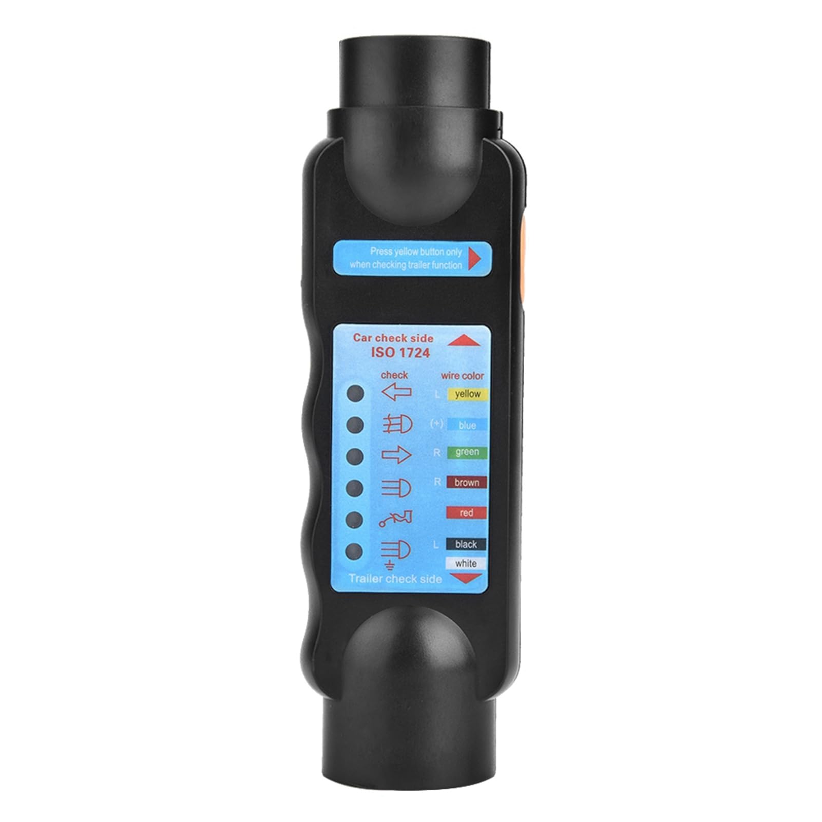 Lwuey 12V 7 Pin Trailer Tester Plug, 7 Way Trailers Round Plug Testers Wiring RV Connector Testing Tool Socket Connection Adapte