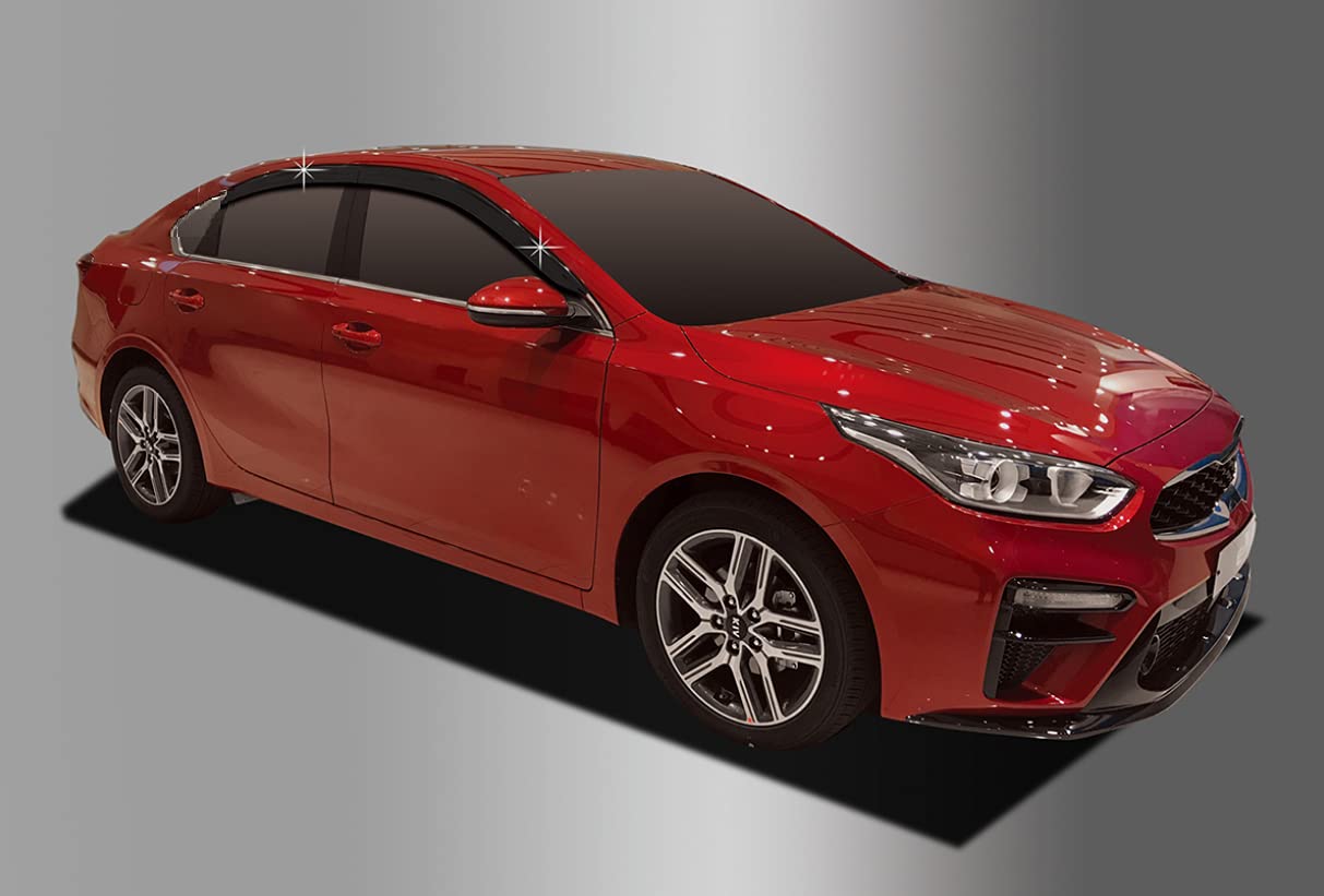 AUTO CLOVER Tape-On Rain Guards for Kia Forte 2019-2025, Smoked ABS Window Visors, 4 Pcs Set, Out-Channel Vent Shades