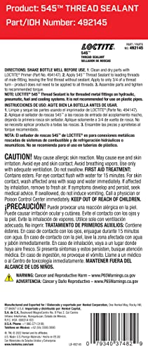 Loctite 37482 545 Purple Pneumatic/Hydraulic Thread Sealant, 36 ml - High Performance, Leak Proof Solution for Critical Applications