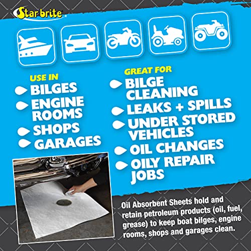 STAR BRITE Bilge Oil Pads Absorbs Oil, Repels Water - 15 x 19 Heavy Weight - 5 Pack (091845)