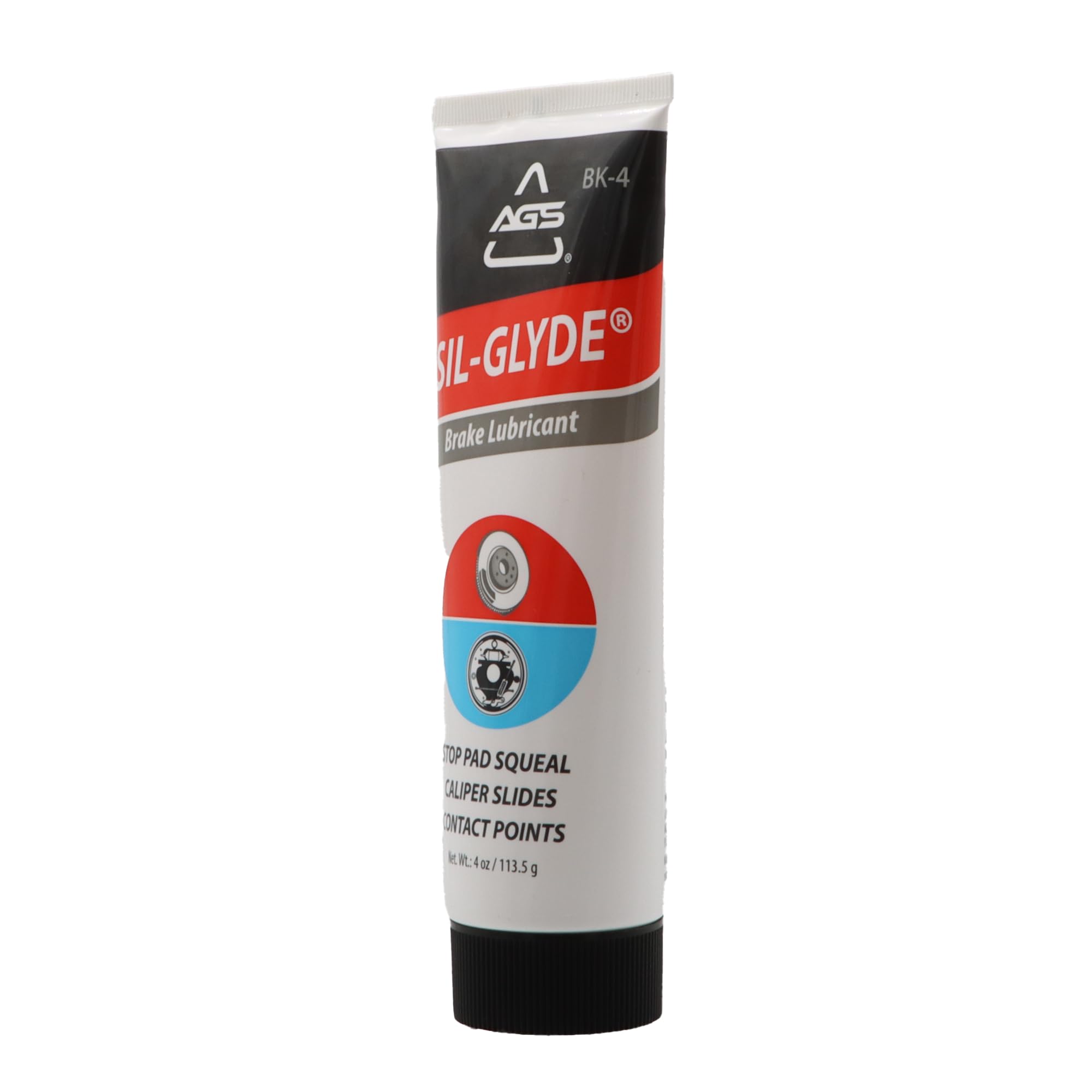 AGS SIL-Glyde 4 oz Tube Silicone Based Brake Assembly Lubricant for Eliminating Disc Brake Squeal - Moisture Proof, Heat Resista
