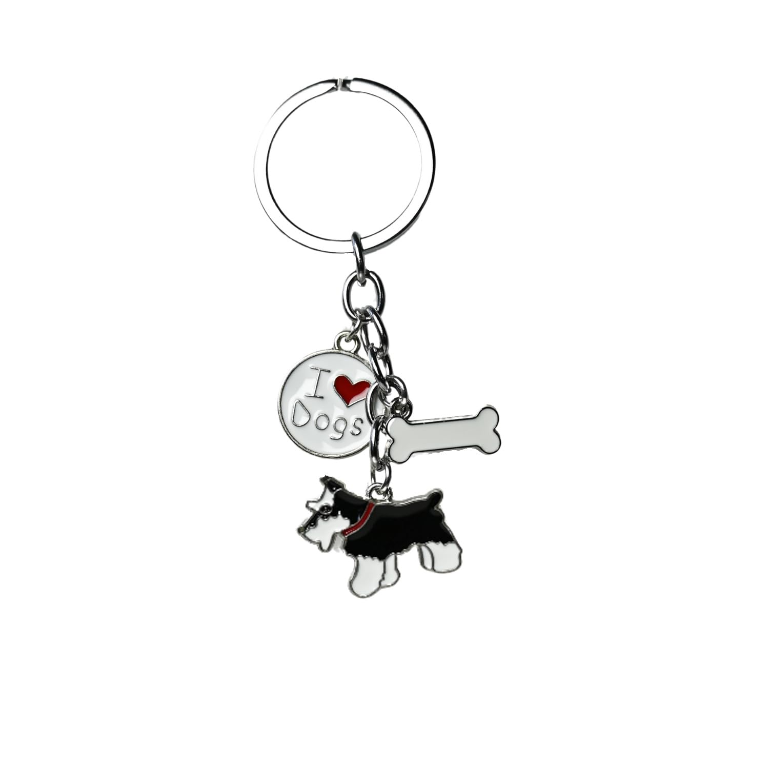 Harikaji Dog Keychain ring, Cool Cute Pet Dog Keyring Bag Charm Mini Metal Key Ring Keyfob (Black Schnauzer)