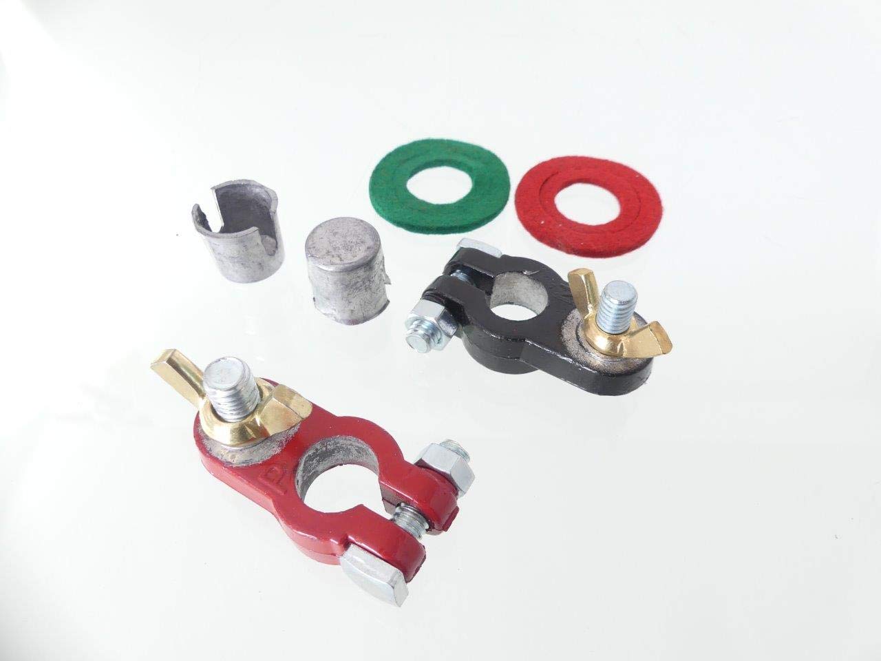 Top Post Epoxy Coated Battery Terminal Connectors, Solid Lead, Heavy Duty, for Boat, RV, Automobile, Includes 1 Positive and 1 N