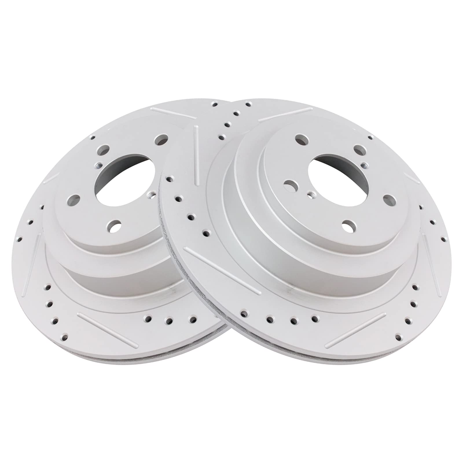 Trq Rear Performance Brake Rotors Set Vented Premium G-Coated Cross Drilled & Slotted Compatible With 2006-2007 Subaru Impreza 2