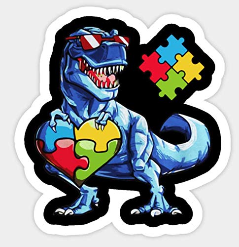 2Pcs Autism Autistic Dinosaur Sticker Decal For Laptop, Car, Window, Door, Shop