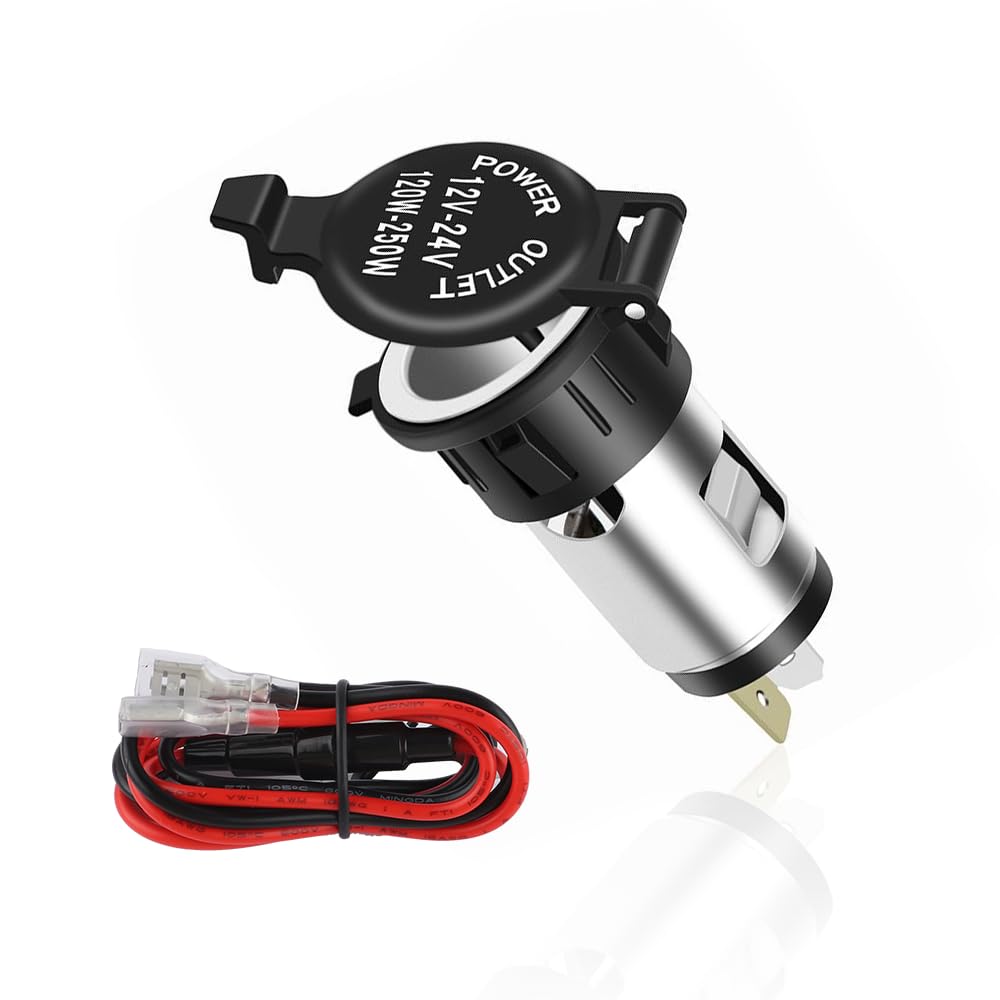Car Cigarette Lighter Socket - 12V Cigarette Lighter Socket with Waterproof Cover & Extension Cable - Universal Car Accessories 