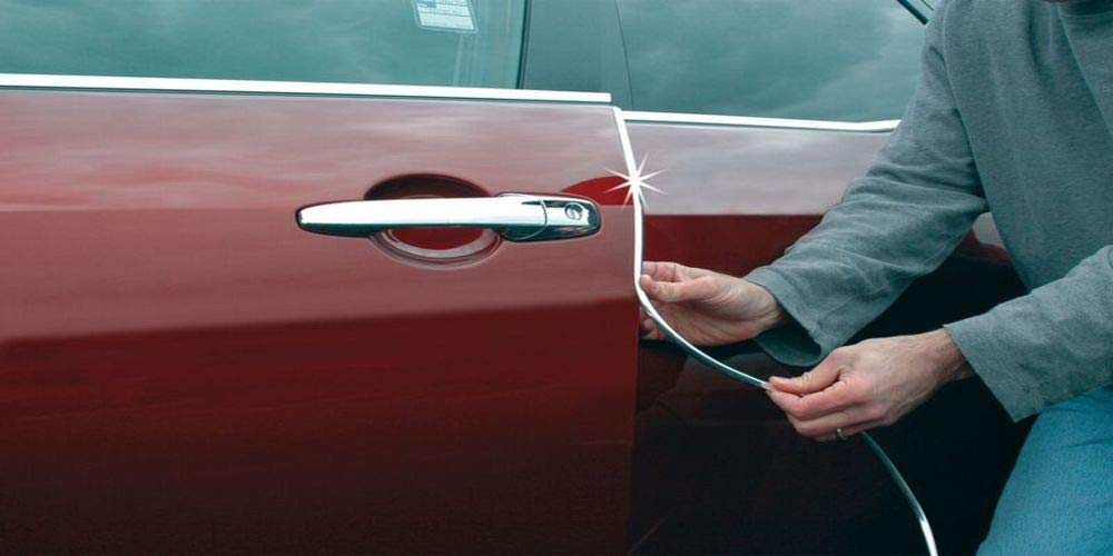 Cowles Custom - Enhanced 18ft Chrome U-Channel Edge Guard Trim, 18feet Rubber Bumper Protector accessory, Door Guard for Cars, T