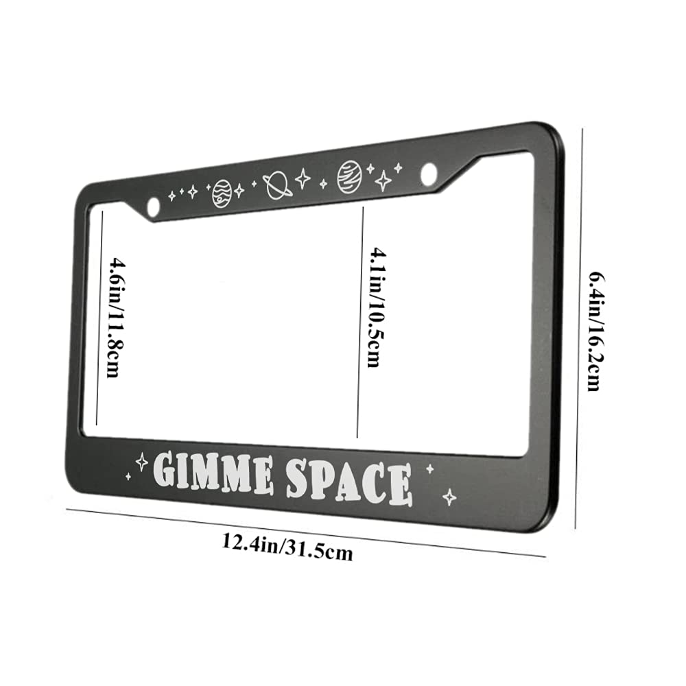 Ofloral Gimme Space Aluminum Alloy License Plate Frame Planets And Stars Cute Cool Shiny Galaxy Applicable To Us Standard Car Me