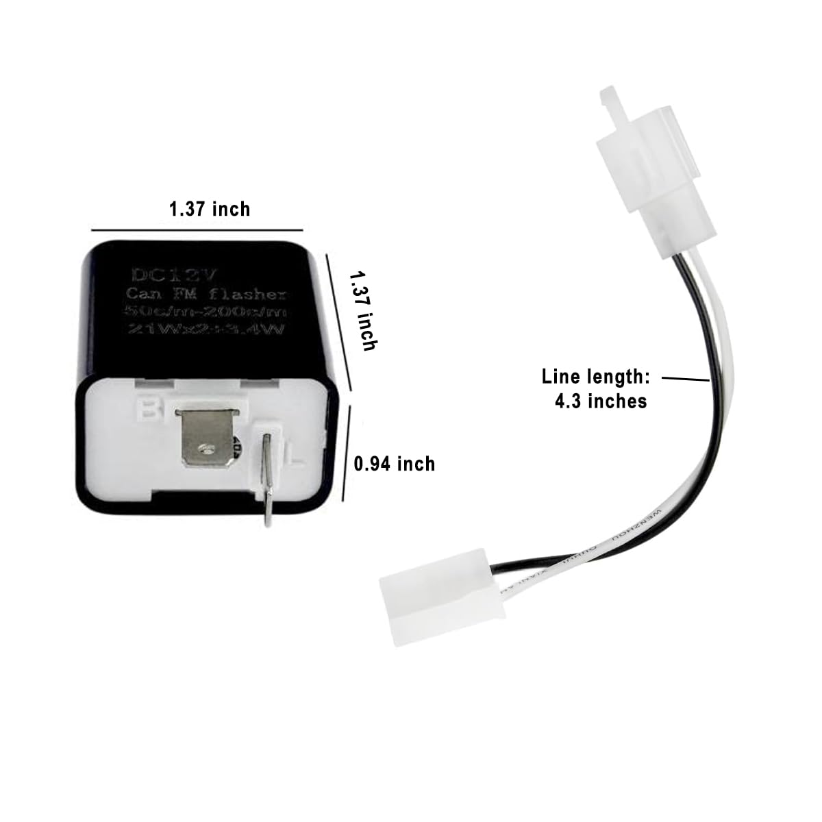 TECTEK Adjustable 2 prong Electronic LED Flasher Relay with Wires for bikes motorcycles scooters turn signals Hyper Flash 2 Pin