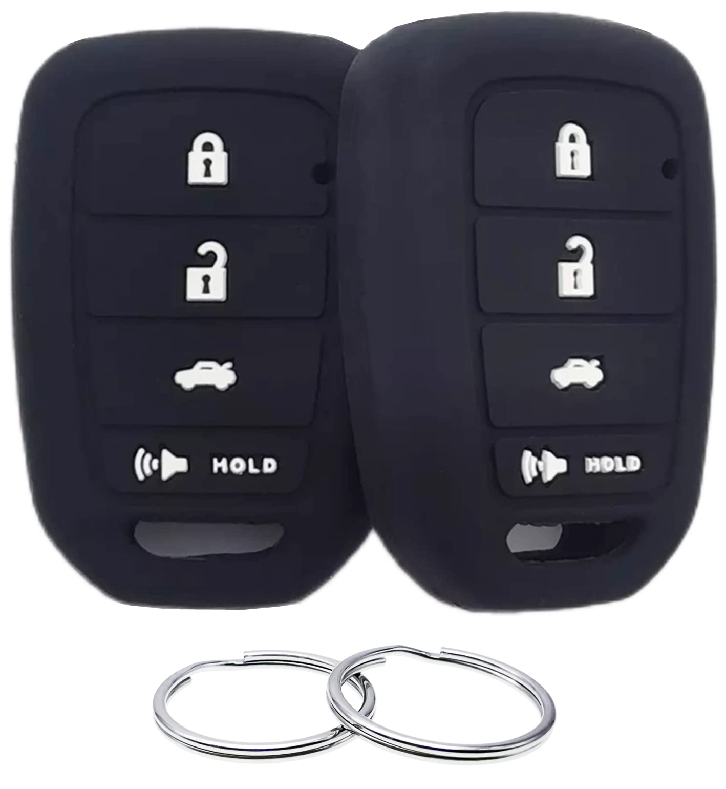 Reprotecting Silicone Rubber Key Fob Cover Compatible With 2013-2021 Honda Accord Cr-V Civic Crosstour Fit Mlbhlik6-1T Mlbhlik6-1Ta (Black Black)