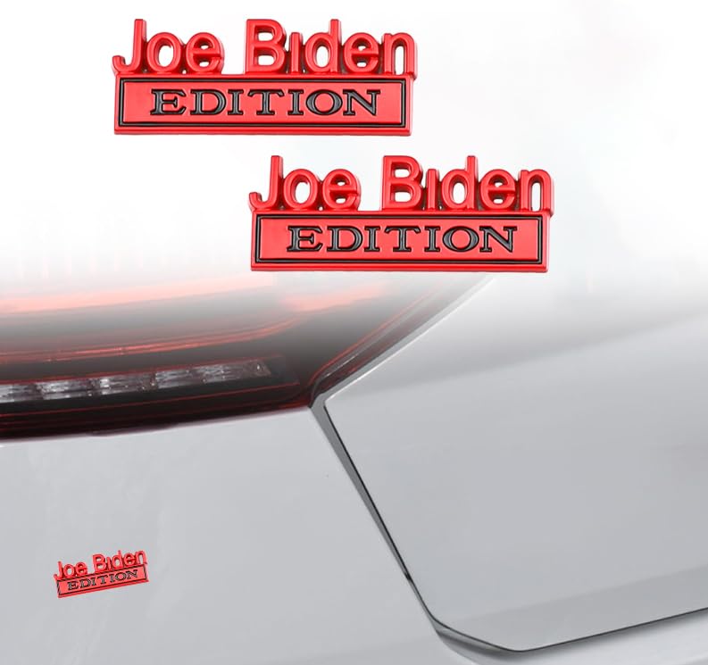 2 Pcs Joe Biden Edition Emblem Car Side Rear Front Hood Trunk Door Badge 3D Decal Sticker Fit For Car Truck Suv (Joe Biden, Red)