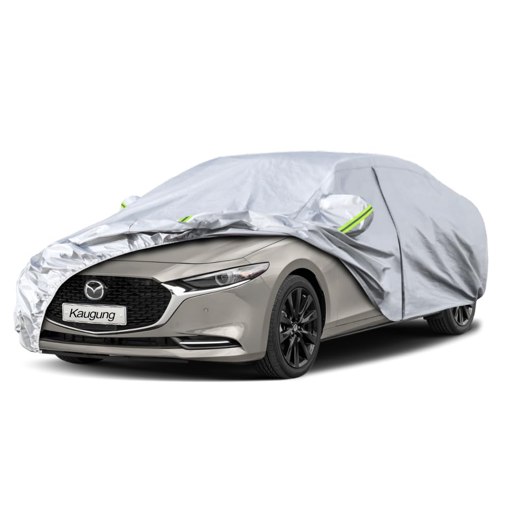 Kaugung 6 Layers Car Cover Custom Fit Mazda 3 Sedan From 2003 To 2025,Waterproof Car Cover All Weather For Automobiles Outdoor I