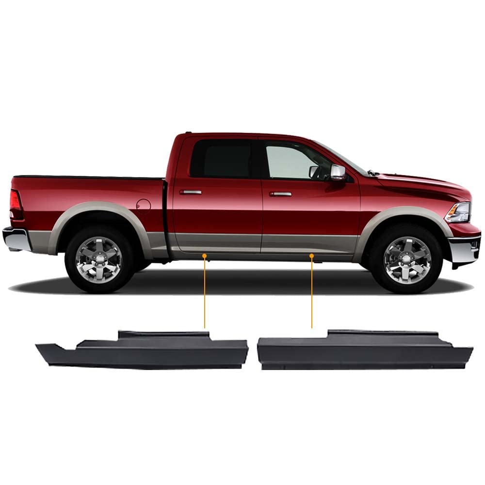 PIT66 Black Trail Armor Rocker Panel, Compatible with 2009-2018 Dodge Ram 1500 - Only Fits Crew Cab, Fit 2010-2018 Ram 2500 3500