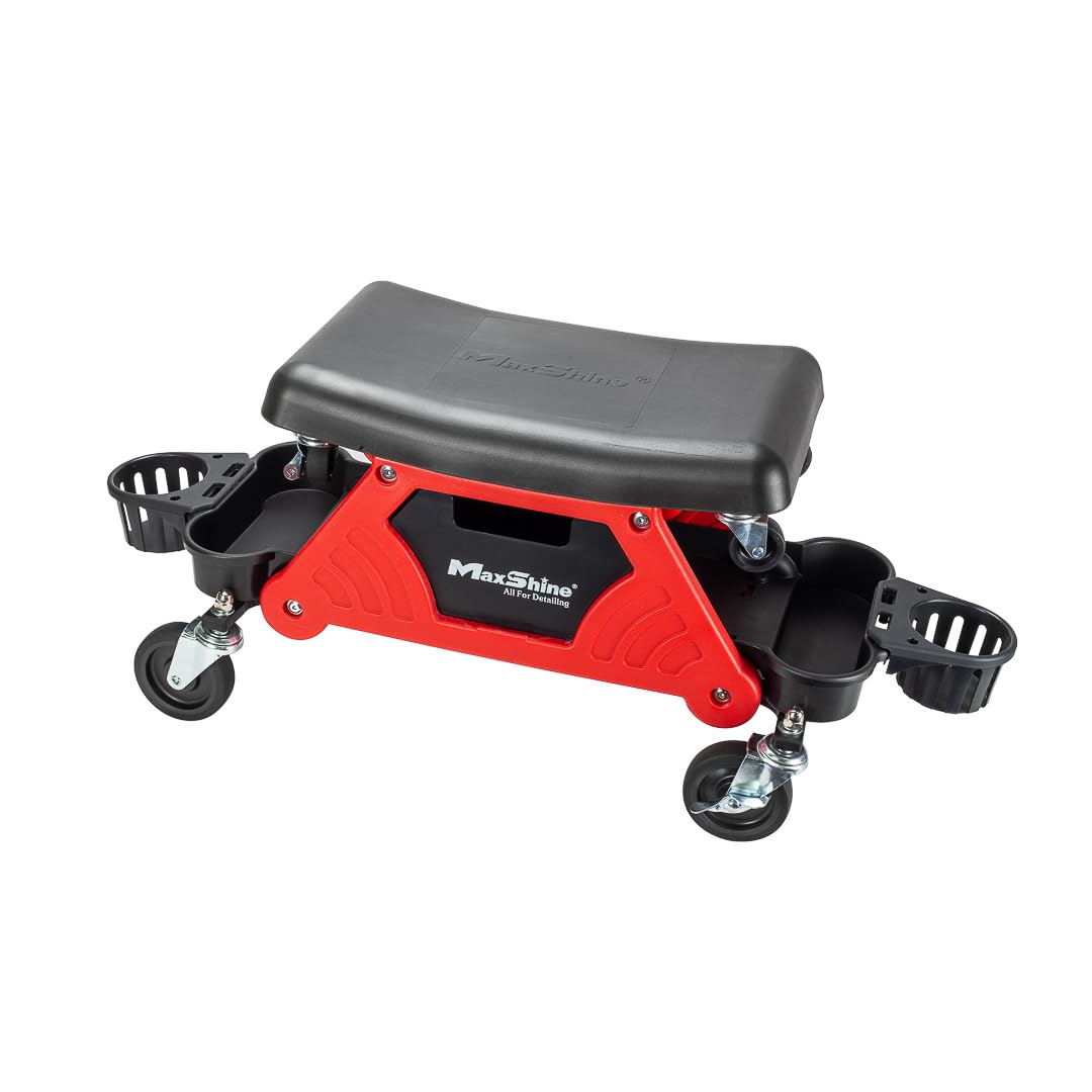 Maxshine Universal Detailing Creeper Seat with Cushion - 2-in-1 Rolling Creeper with Detachable Seat, Side Holders & Drawer - Id