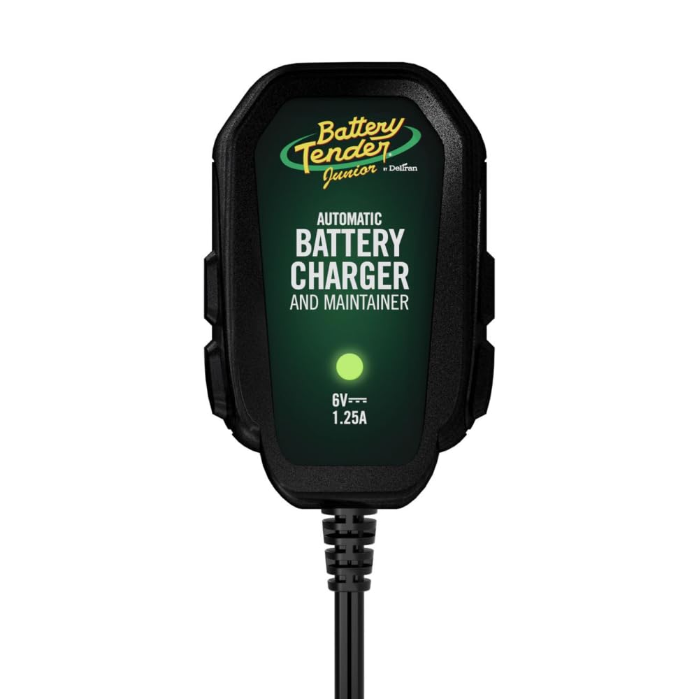 Battery Tender Junior 6V, 1.25 Amp Battery Charger And Maintainer: Fully Automatic 6V Automotive Battery Charger For Cars, Motorcycle, Atvs, And More - 022-0196