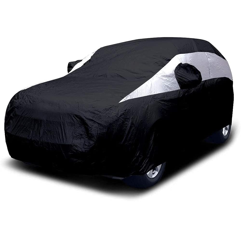 Titan Jet Black Poly 210T Car Cover For Mid-Size Suv 188-206''. Waterproof, Uv Protection, Scratch Resistant, Driver-Side Zipper