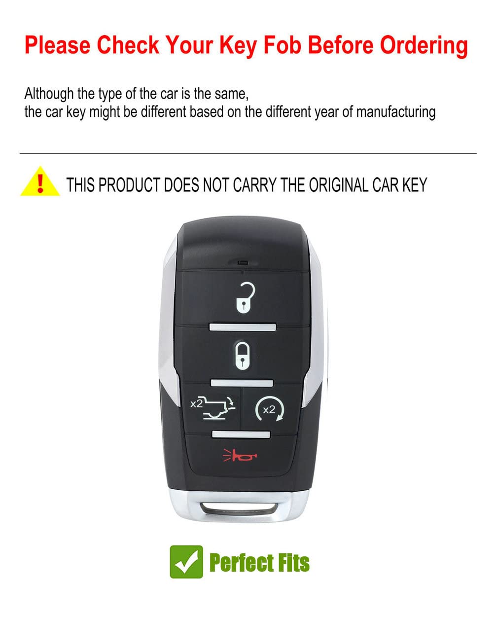 YONUFI for Ram Key Fob Cover Case Metal Shell Smart Key Holder protector Compatible for 2019-2024 Dodge Ram 1500 2500 3500 (RA5-