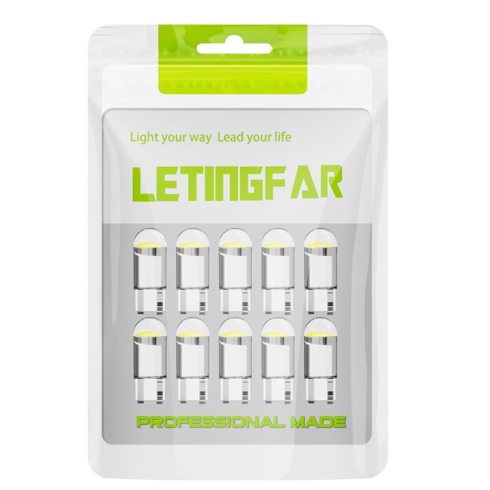 Toryor 194 Led Light Bulb White 6000K Pack Of 10, 168 2825 W5W T10 Wedge Cob Led Replacement Bulbs Error Free For Car Dome Map D