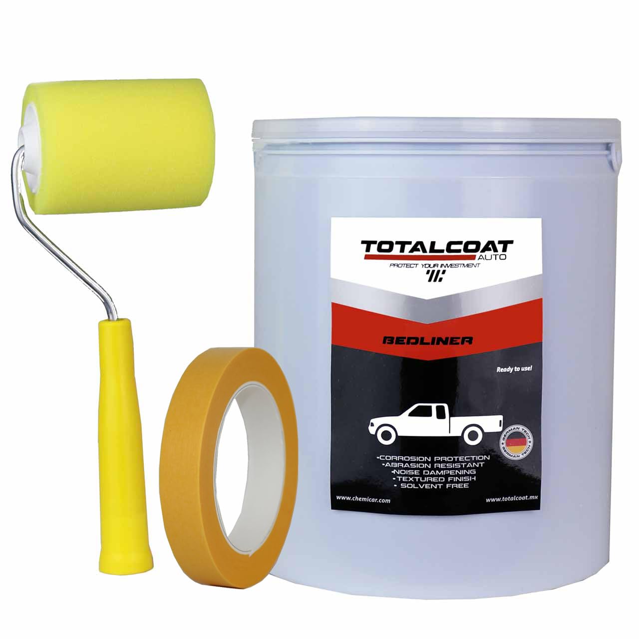 Roll On Truck Bed Liner Paint; Heavy Duty Coating Protection for Box Trucks, Pickups, Cargo Vans (1 Gallon Kit, Black)