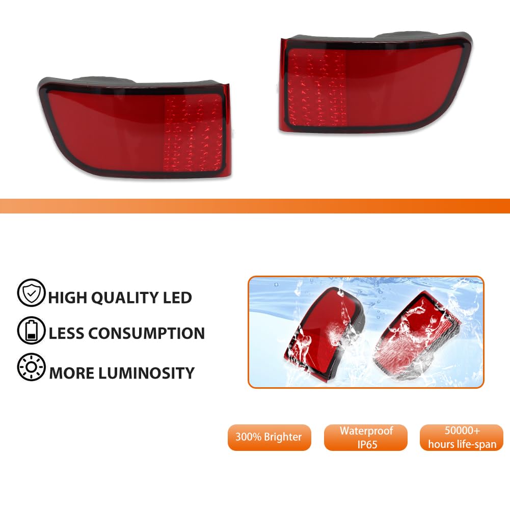 Adiil Red Rear Bumper Reflector Marker Lights For 2003 2004 2005 Toyota 4Runner