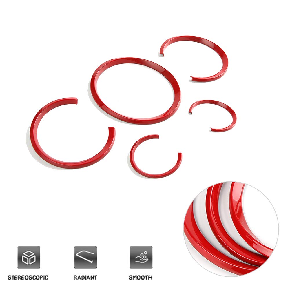 Gtinthebox 5 Pcs Red Interior Dashboard Edge Trim Cover Ring For 2010-2016 Porsche Cayenne, 2008-2019 Porsche 911, 2010-2016 Por