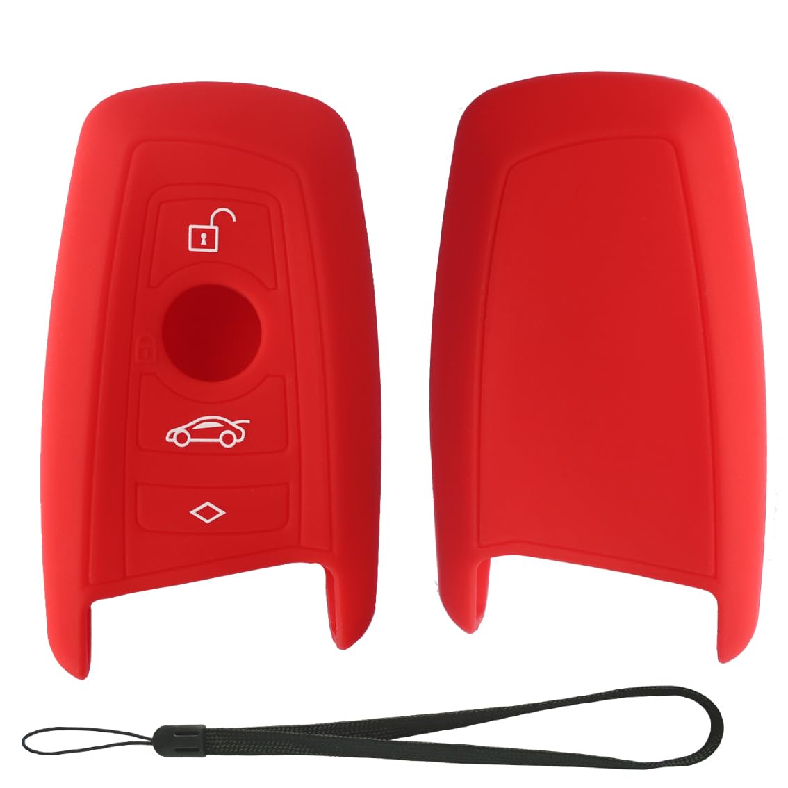 Velsman Compatible With Bmw Trapezoid Style Key Fob Silicone Case Cover Protector Holder With Wrist Strap - 3 Buttons - Please D