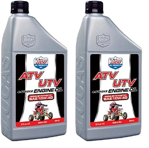 Lucas Oil 10720 Semi-Synthetic Sae 10W-40 Atv Engine Oil - 1 Quart (Pack Of 2)