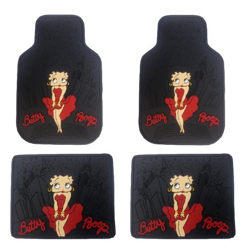 4Pc Front & Rear Rubber Floor Mats Set - Betty Boop - Ny New York City Sky Line