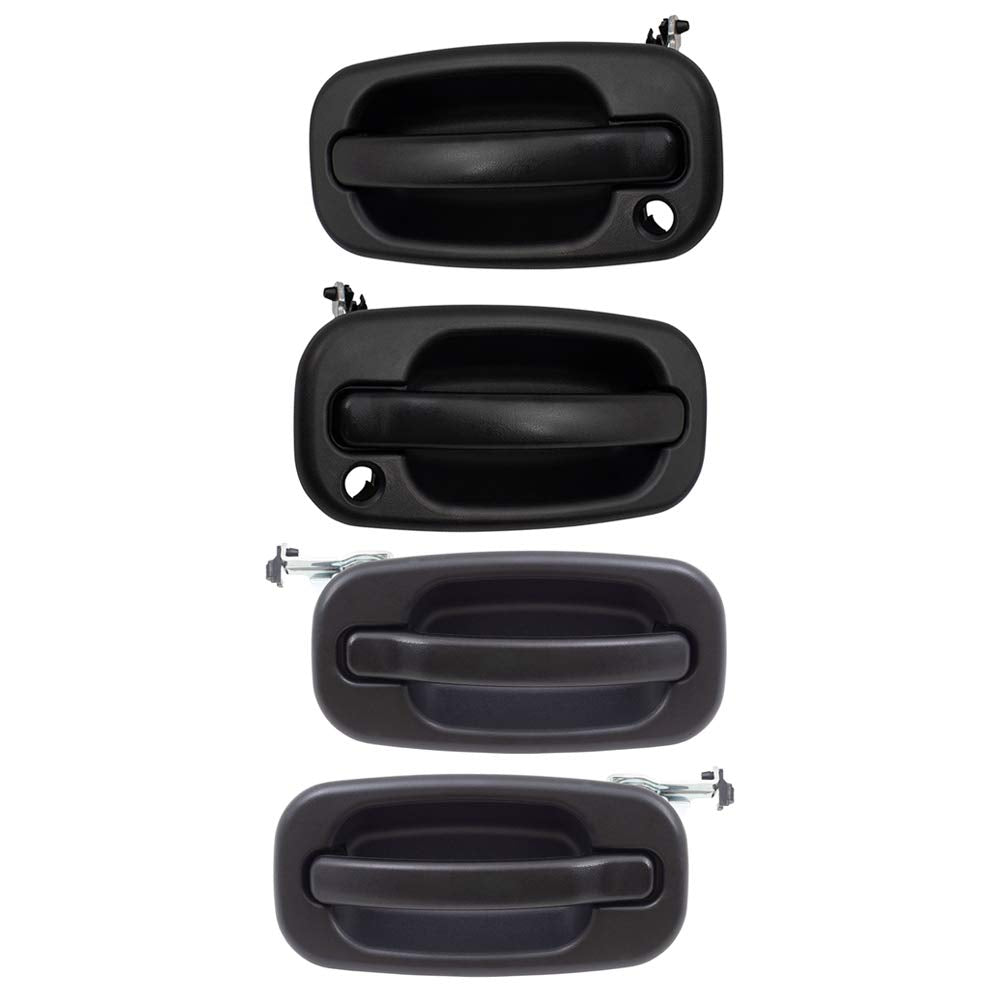 Brock Replacement 4 Piece Set Front and Rear Outside Textured Door Handles compatible with 99-06 Silverado Sierra Pickup Truck 15034985 15034986 15150735 15034986