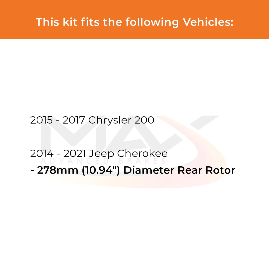 Max Advanced Brakes Rear Brake Kit For 2015 2016 2017 Chrysler 200 2014-2016 2017 2018 2019 2020 2021 Jeep Cherokee Replacement Premium Oe Disc Brake Rotors And Ceramic Brake Pads