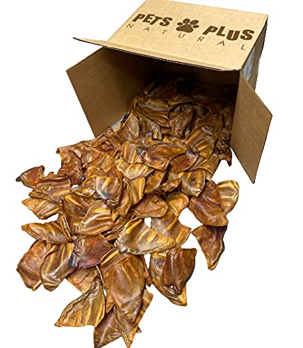 All Natural Jumbo Whole Pig Ears For Dogs (100 Pack) - 100 Natural Pork Ear Dog Treat By Pets Plus Natural