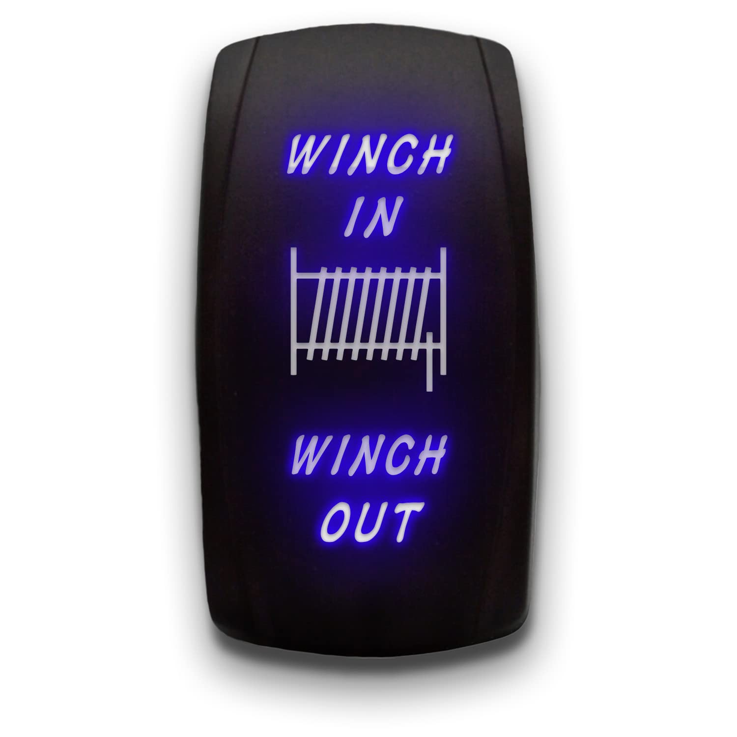 Winch In Winch Out - Blue - Laser Etched Toggle Switch 7-Pin Momentary Switch Waterproof Black Shell/On-Off-On Dpdt Illuminated 