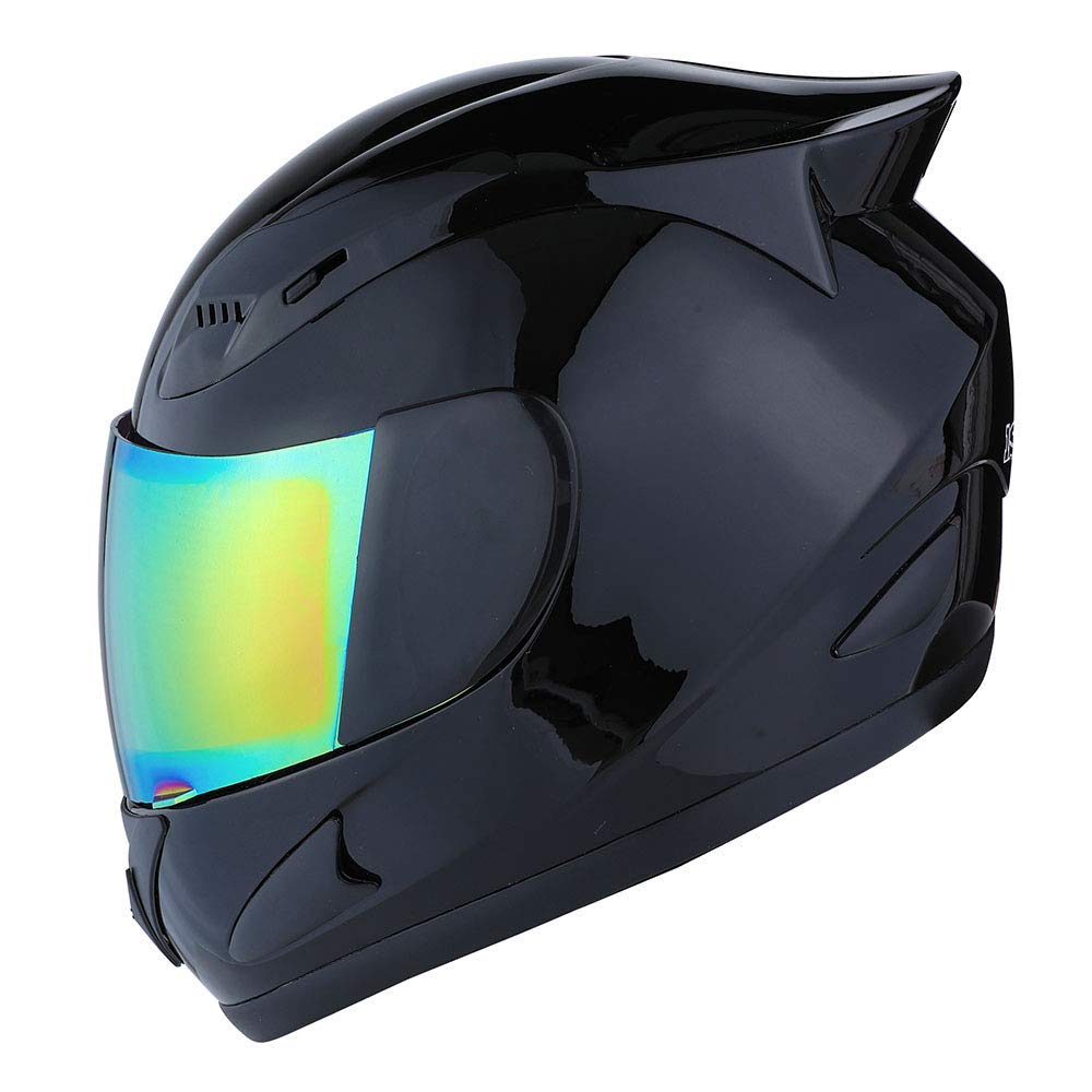 1Storm Motorcycle Bike Full FACE Helmet Mechanic Glossy Black: Size XL (59-60 CM 23.2/23.4 Inch)