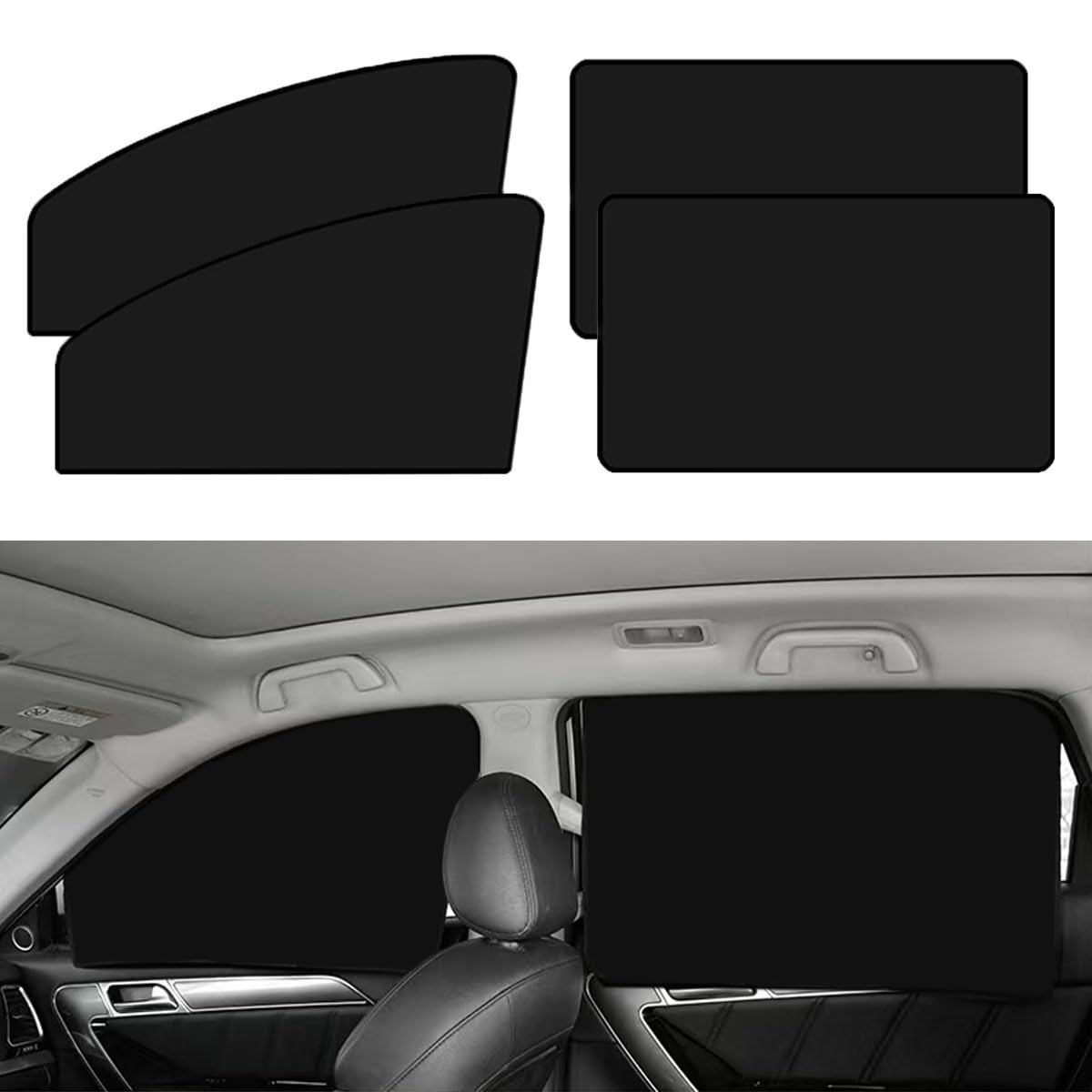 Car Side Window Sun Shades, 4 PCS Window Sunshades Privacy Curtains, 100% Block Light for Breastfeeding, Taking a nap, Changing 