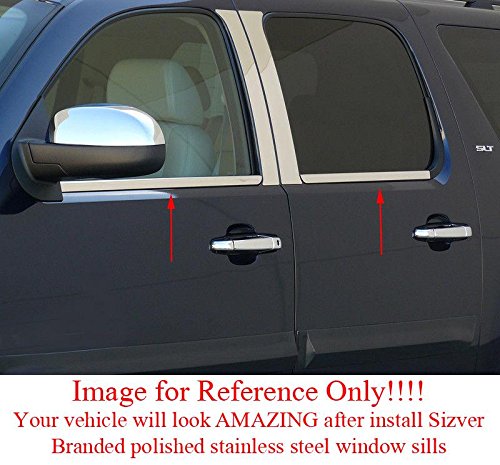 Sizver Polished Stainless Steel Window Sills Trims For 2009-2017 Dodge Ram 1500 Crew Cab/Mega Cab ^Rear Window Sill Measures At