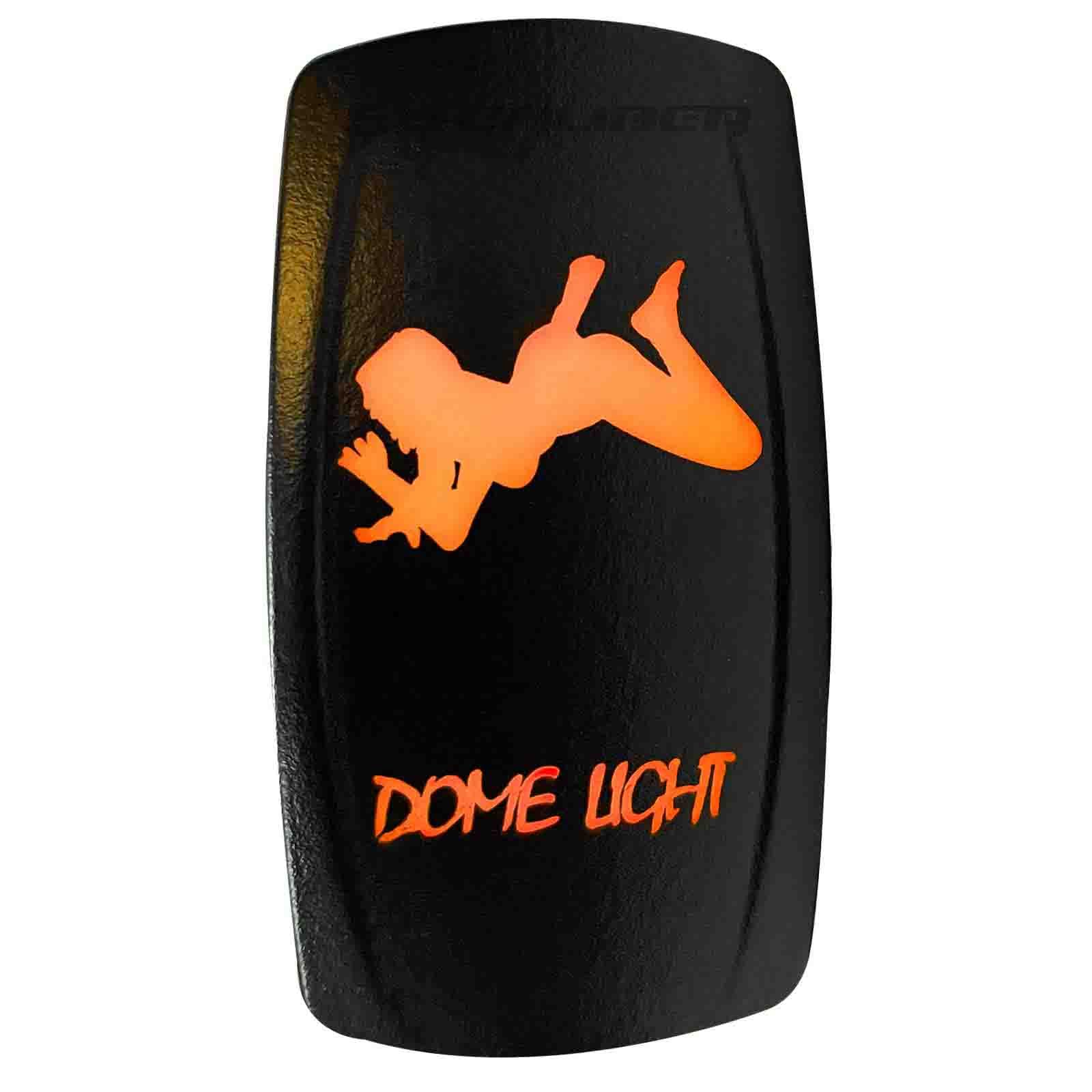 50 Caliber Racing 20A 12V Waterproof Automotive Rocker Switch On/Off - Orange Led Backlit Dome Light Girl - Utv, Auto, Boat (Ora